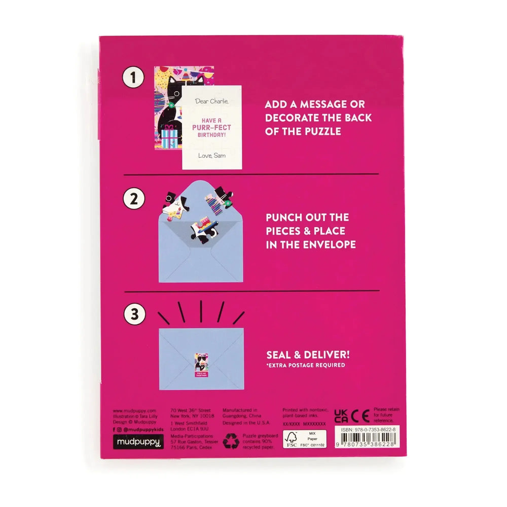 Purr-fect Cat Birthday Greeting Card 12 Piece Jigsaw Puzzle Mudpuppy (ONLINE ORDER ONLY)