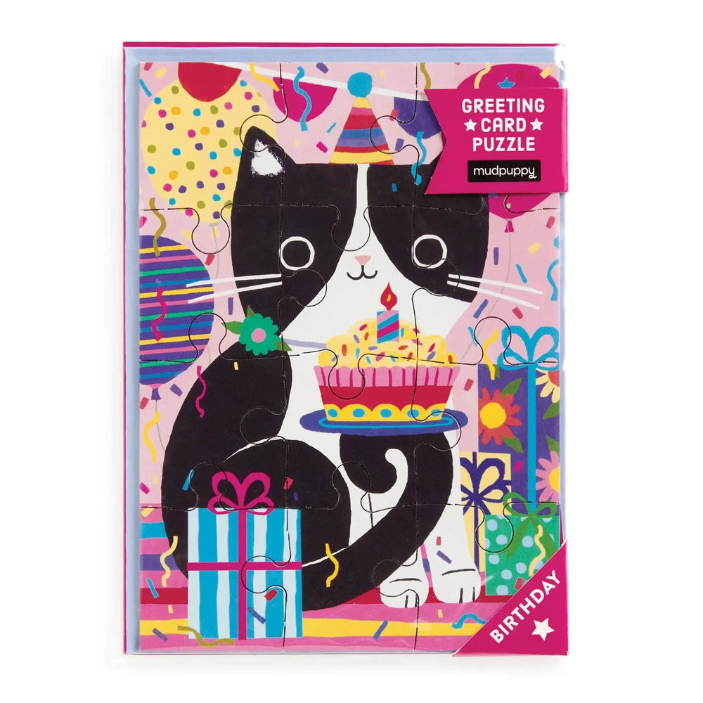Purr-fect Cat Birthday Greeting Card 12 Piece Jigsaw Puzzle Mudpuppy (ONLINE ORDER ONLY)