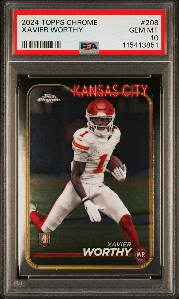 Graded 2024 Topps Chrome Xavier Worthy #208 Rookie RC Football Card PSA 10 Gem Mint (ONLINE ORDER ONLY)