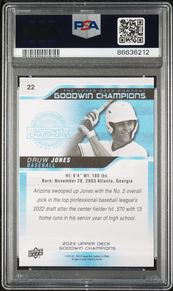 2023 UPPER DECK GOODWIN CHAMPIONS DRUW JONES  #22 - PSA 10 (Online Order Only)