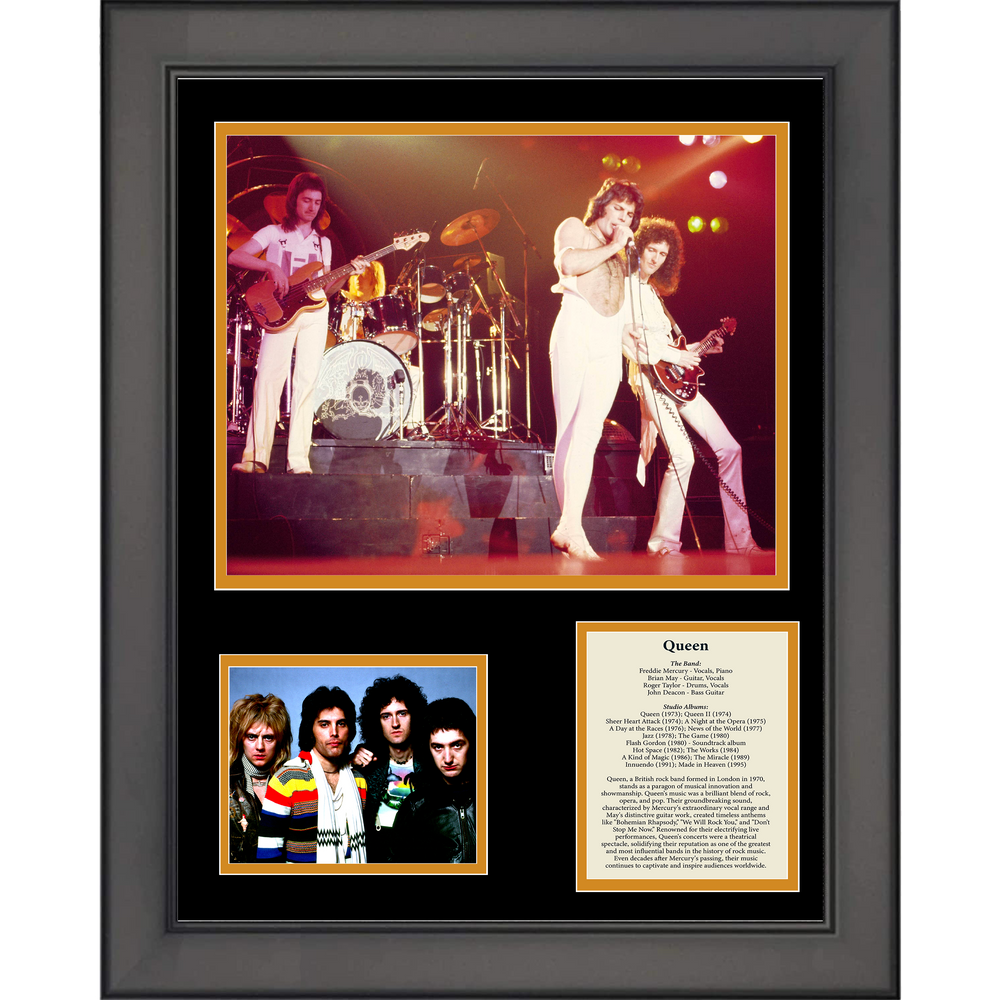 Framed Queen Band Members & Discography 11"x14"Music Three Photo Collage (ONLINE ORDER ONLY)