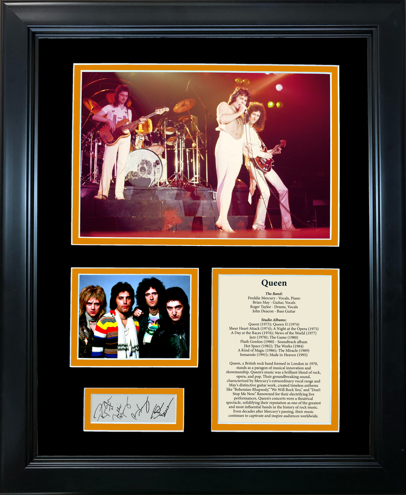 Framed Queen Band Discography Facsimile Laser Engraved Signatures Auto 11"x14"Music Photo Sig Collage (ONLINE ORDER ONLY)