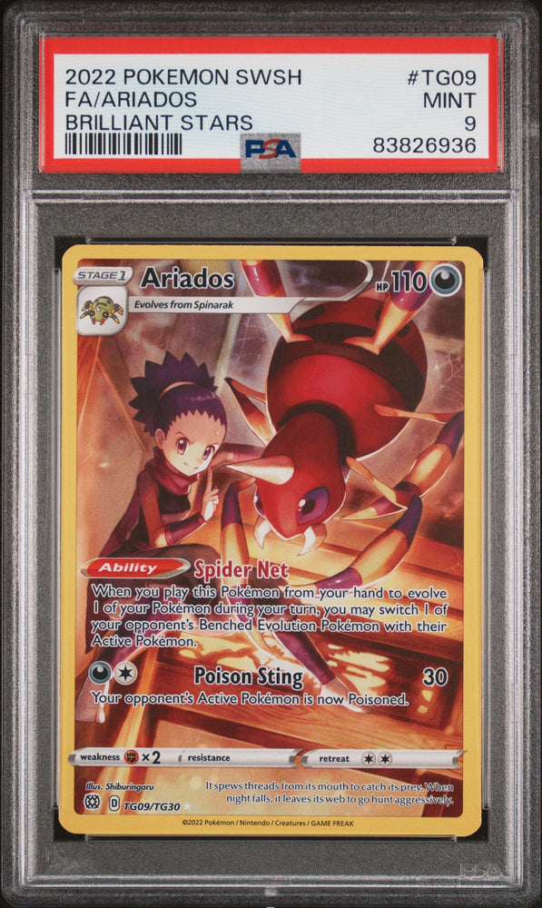 2022 POKEMON SWORD & SHIELD BRILLIANT STARS Full Art ARIADOS #TG09 PSA 9 (Online Order Only)