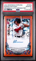 Graded 2024 Bowman Sterling Roman Anthony #PARA /75 Orange Refractor Auto Rookie RC Baseball Card PSA 10 Gem Mint