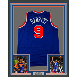 Framed Facsimile Autographed RJ R.J. Barrett 35x39 New York Blue Reprint Laser Auto Basketball Jersey (ONLINE ORDER ONLY)
