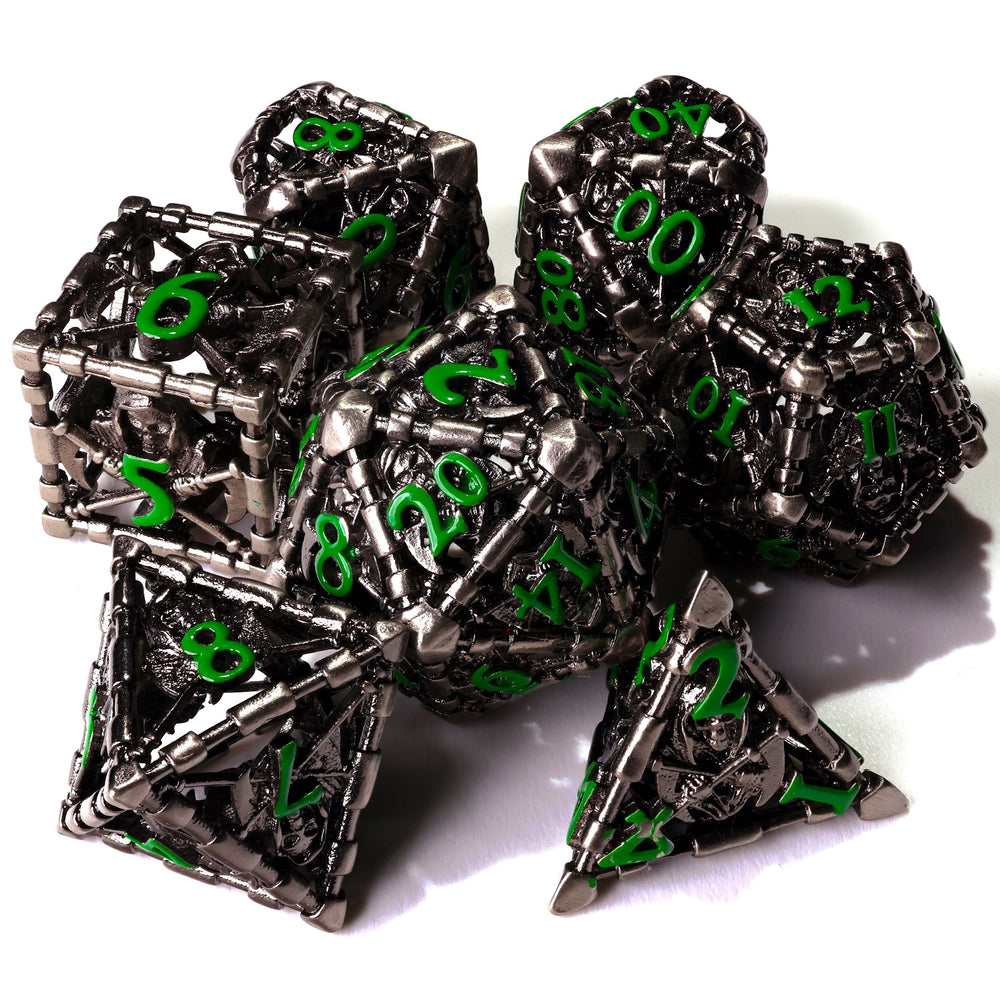 Grim Reaper Ethereal Glow Metal RPG Dice Set - 7 Pieces (ONLINE ORDER ONLY)