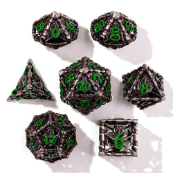Grim Reaper Ethereal Glow Metal RPG Dice Set - 7 Pieces (ONLINE ORDER ONLY)