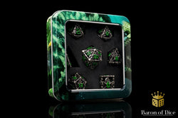 Grim Reaper Ethereal Glow Metal RPG Dice Set - 7 Pieces (ONLINE ORDER ONLY)