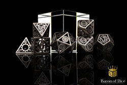 Silver Machinery Metal RPG Dice Set - 7 Pieces (ONLINE ORDER ONLY)