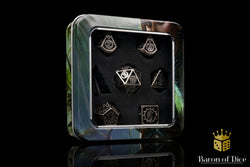 Silver Machinery Metal RPG Dice Set - 7 Pieces (ONLINE ORDER ONLY)