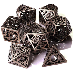 Silver Machinery Metal RPG Dice Set - 7 Pieces (ONLINE ORDER ONLY)