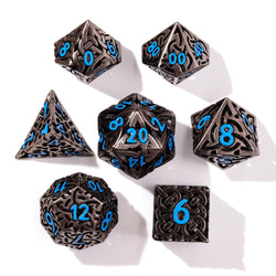 Blue Tiger's Eye Metal RPG Dice Set | 7 Pieces