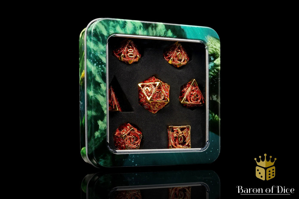 Dragons of Legend Metal RPG Dice Set | 7 Pieces (ONLINE ORDER ONLY)