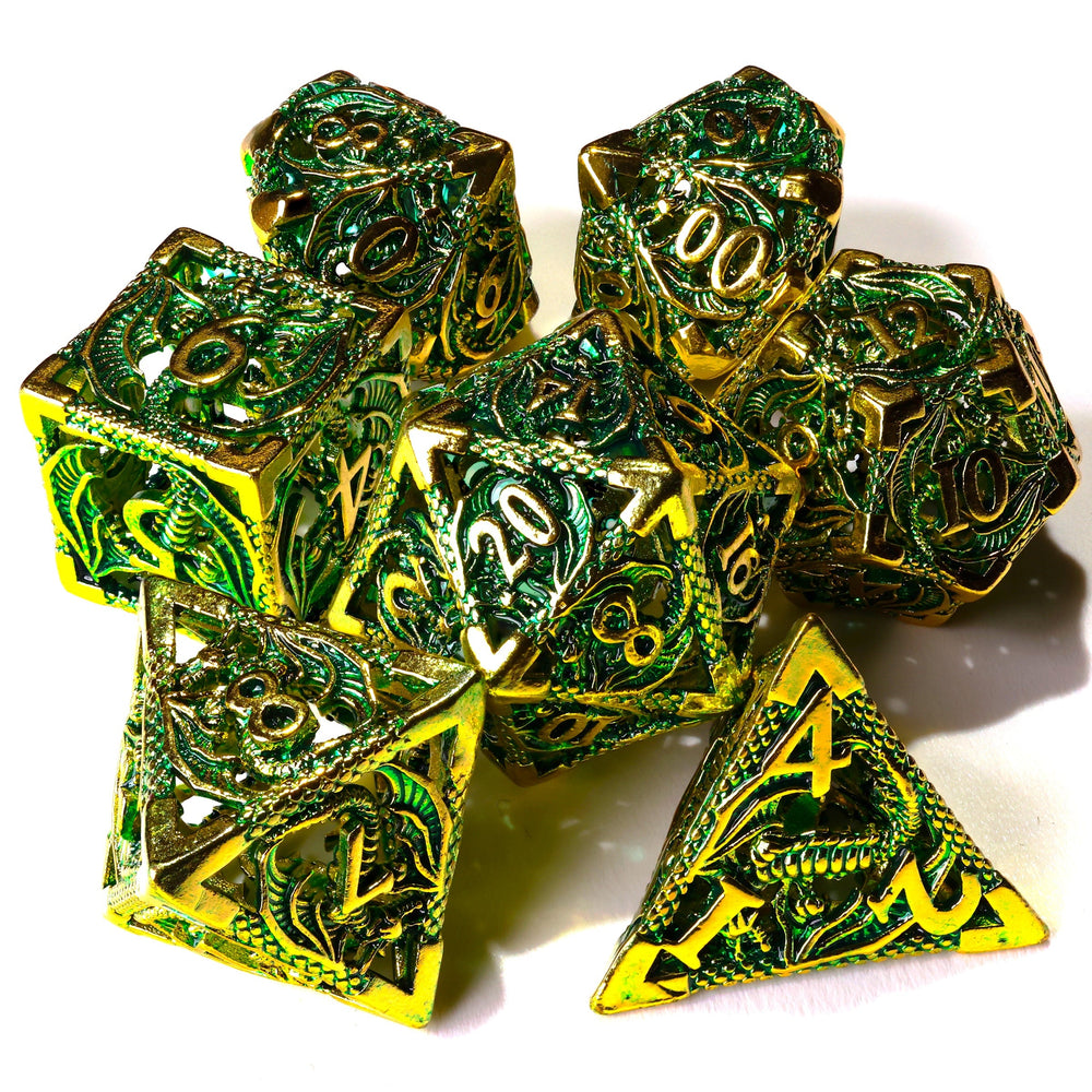 Ancient Dragon Treasure Metal RPG Dice Set | 7 Pieces (ONLINE ORDER ONLY)