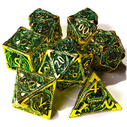 Ancient Dragon Treasure Metal RPG Dice Set | 7 Pieces (ONLINE ORDER ONLY)