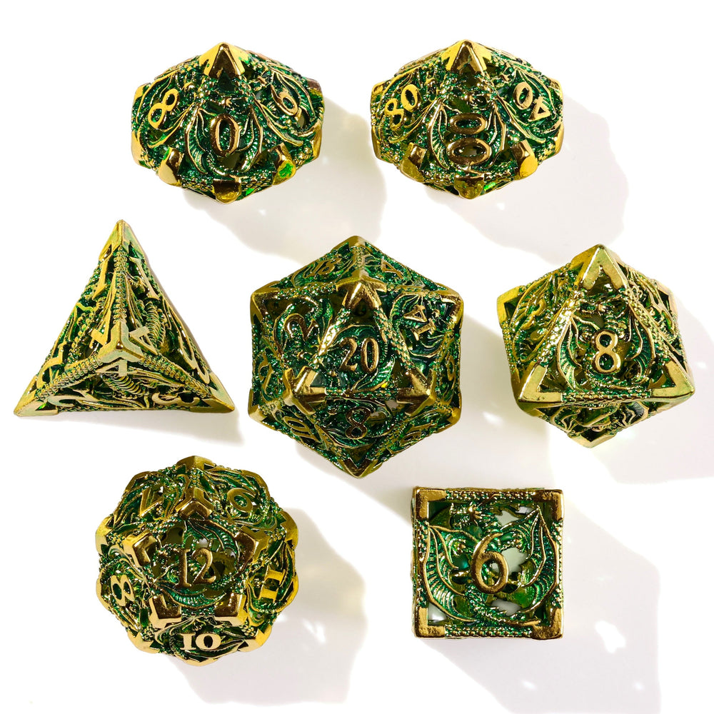 Ancient Dragon Treasure Metal RPG Dice Set | 7 Pieces (ONLINE ORDER ONLY)