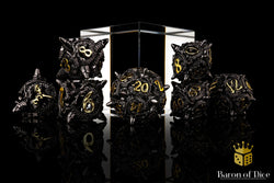 Coiled Black Dragon Metal RPG Dice Set | 7 Pieces (ONLINE ORDER ONLY)