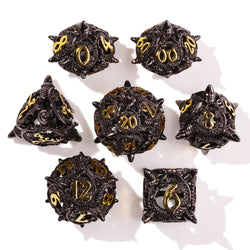 Coiled Black Dragon Metal RPG Dice Set | 7 Pieces (ONLINE ORDER ONLY)