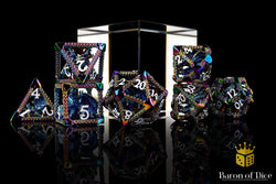 Miniature Rainbow Dragon Metal RPG Dice Set | 7 Pieces (ONLINE ORDER ONLY)