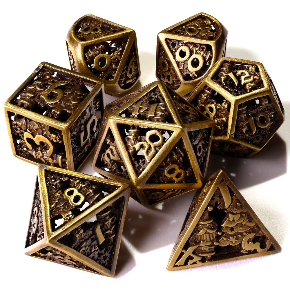 Christmas Metal RPG Dice Set | 7 Pieces (ONLINE ORDER ONLY)