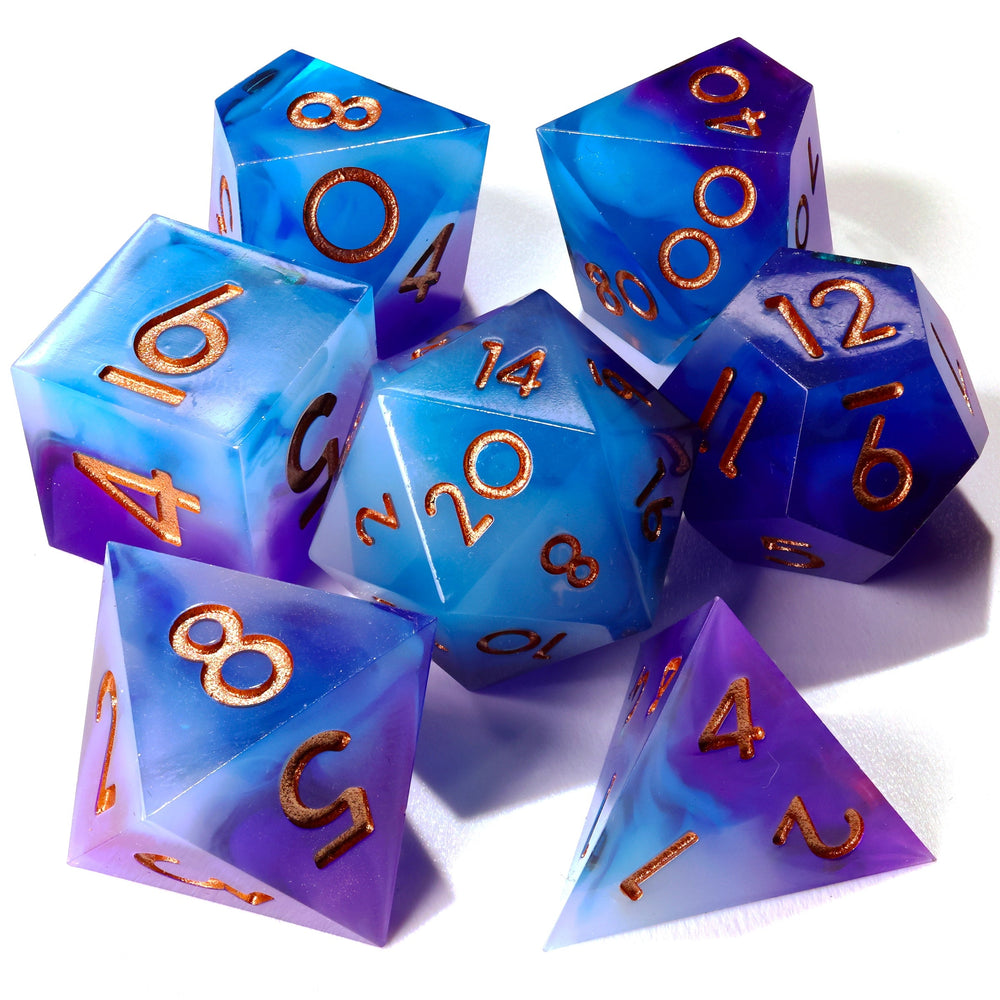 Aquamarine Sharp Edge RPG Dice - 7 Pieces (ONLINE ORDER ONLY)
