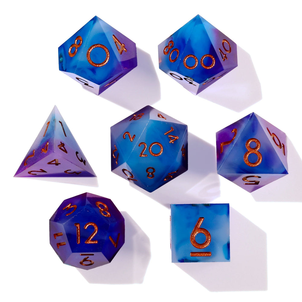 Aquamarine Sharp Edge RPG Dice - 7 Pieces (ONLINE ORDER ONLY)
