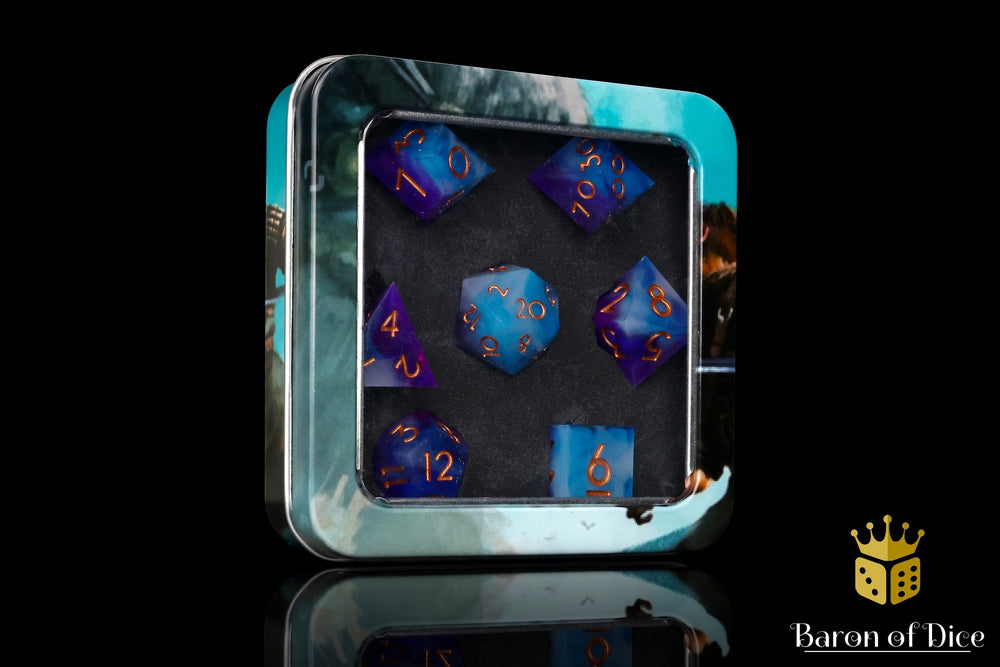 Aquamarine Sharp Edge RPG Dice - 7 Pieces (ONLINE ORDER ONLY)