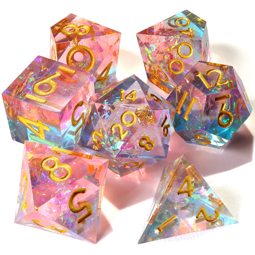 Pretty In Pink! Sharp Edge RPG Dice Set - 7 Pieces (ONLINE ORDER ONLY)