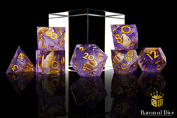 Purple Seashell Sharp Edge RPG Dice Set | 7 Pieces (ONLINE ORDER ONLY)