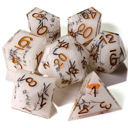 White Bamboo Sharp Edge RPG Dice Set | 7 Pieces (ONLINE ORDER ONLY)