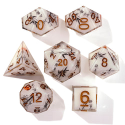 White Bamboo Sharp Edge RPG Dice Set | 7 Pieces (ONLINE ORDER ONLY)