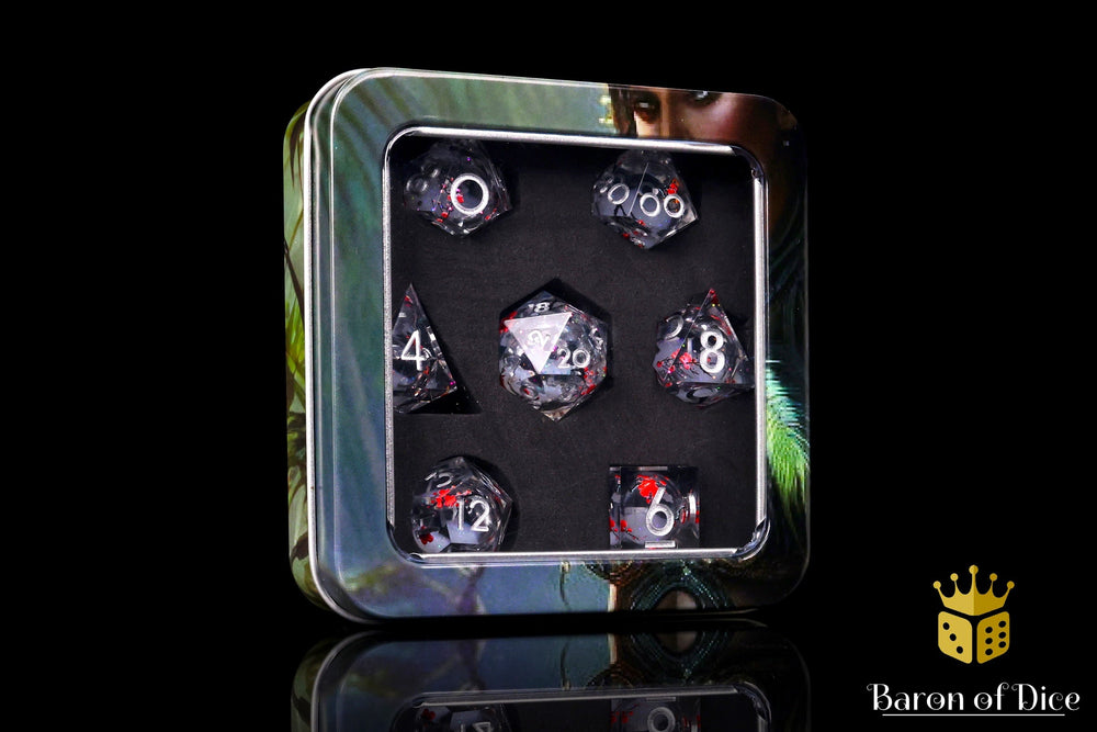 Winter Cherry Blossom Liquid Core RPG Dice Set | 7 Pieces (ONLINE ORDER ONLY)