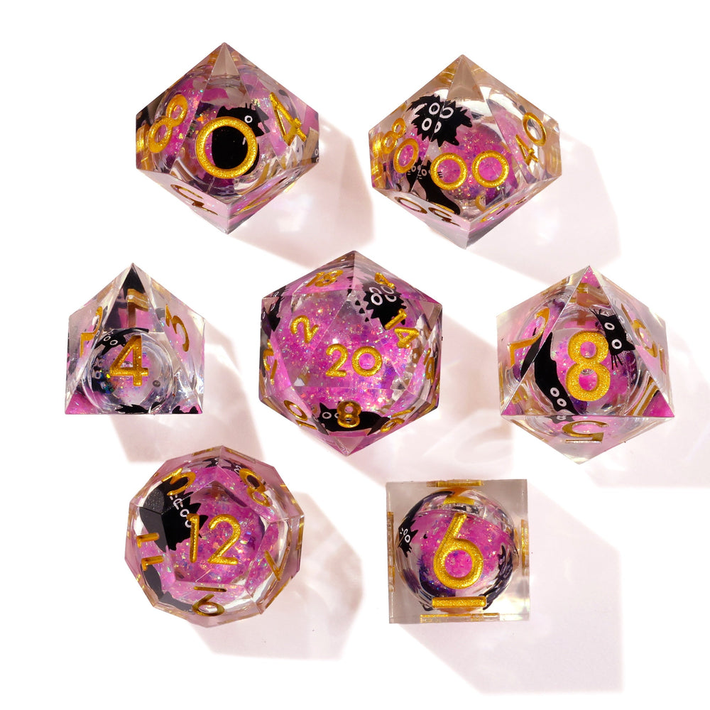Amethyst Neko Liquid Core RPG Dice Set - 7 Pieces (ONLINE ORDER ONLY)