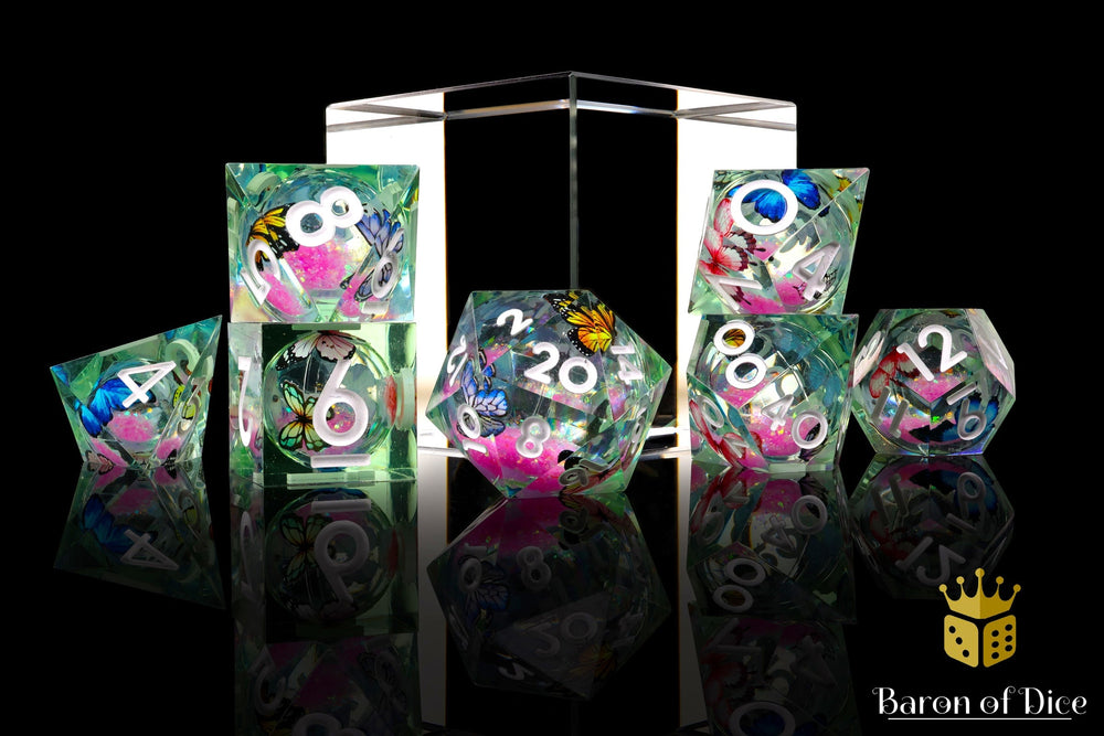 Summer Butterfly Liquid Core RPG Dice Set | 7 Pieces