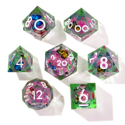 Summer Butterfly Liquid Core RPG Dice Set | 7 Pieces