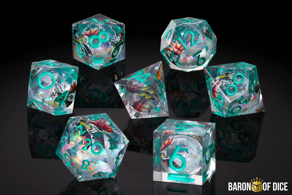 Fire Wyvern Liquid Core RPG Dice Set - 7 Pieces (ONLINE ORDER ONLY)
