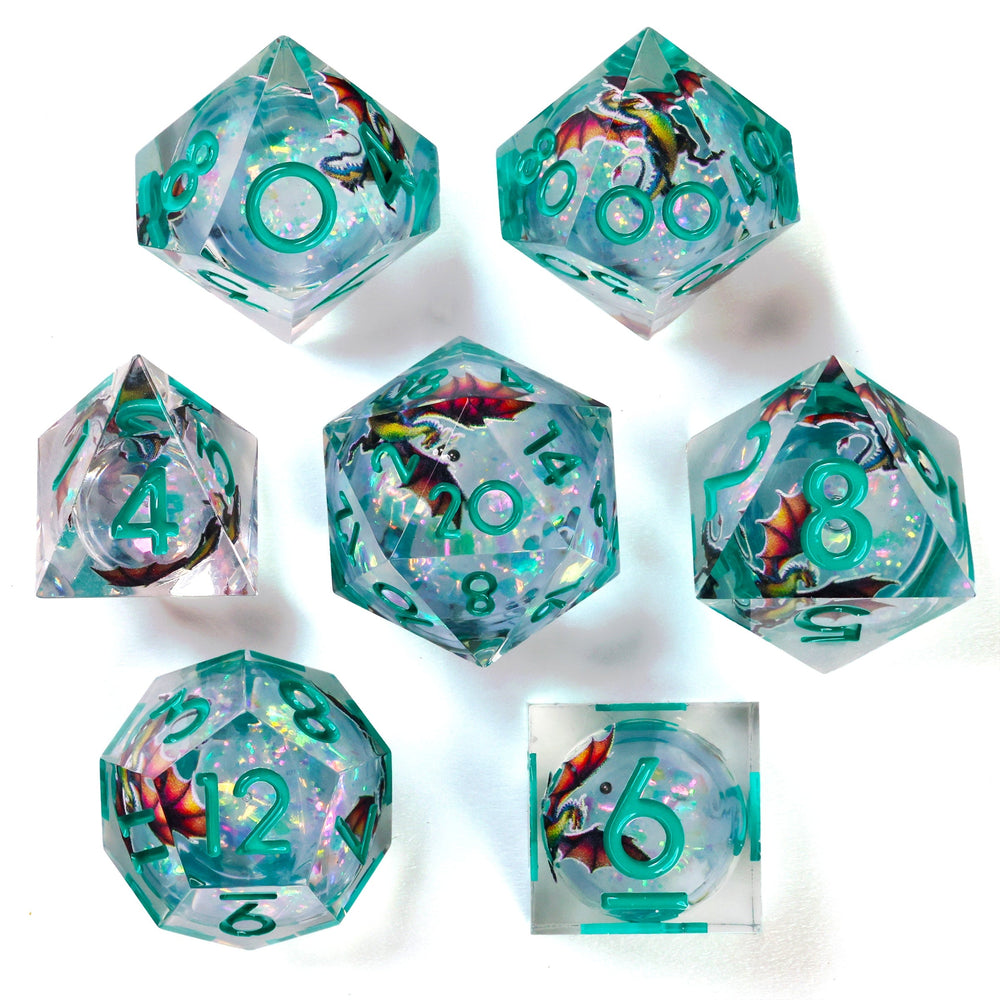 Fire Wyvern Liquid Core RPG Dice Set - 7 Pieces (ONLINE ORDER ONLY)