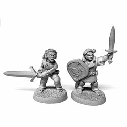 RPR07102 Halfling Fighter and Barbarian Miniature 25mm Heroic Scale Figure Dungeon Dwellers (ONLINE ORDER ONLY)