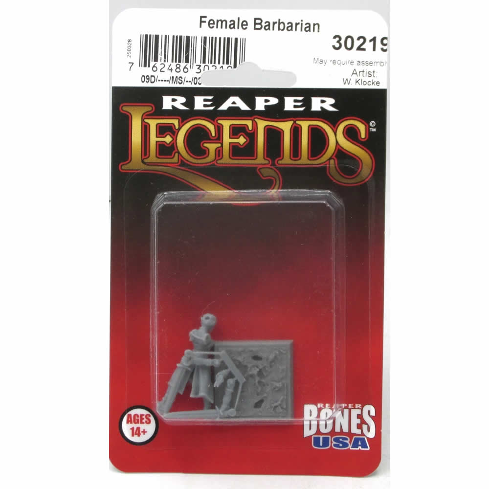 RPR30219 Female Barbarian Miniature Figure 25mm Heroic Scale Reaper Bones USA (ONLINE ORDER ONLY)