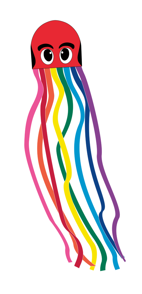 121 inch long Nylon Rainbow Octopus Red (ONLINE ORDER ONLY)