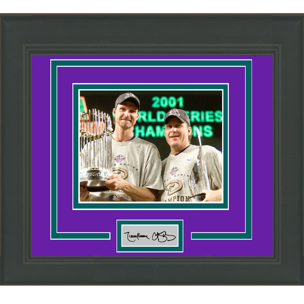 Framed Randy Johnson Curt Schilling Dual Facsimile Laser Engraved Signature Auto Arizona Diamondbacks 11x14 Baseball Photo (ONLINE ORDER ONLY)