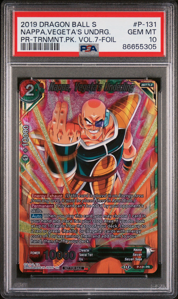 2019 DRAGON BALL SUPER NAPPA,VEGETA'S UNDRG. #P-131 - PSA 10 (Online Order Only)