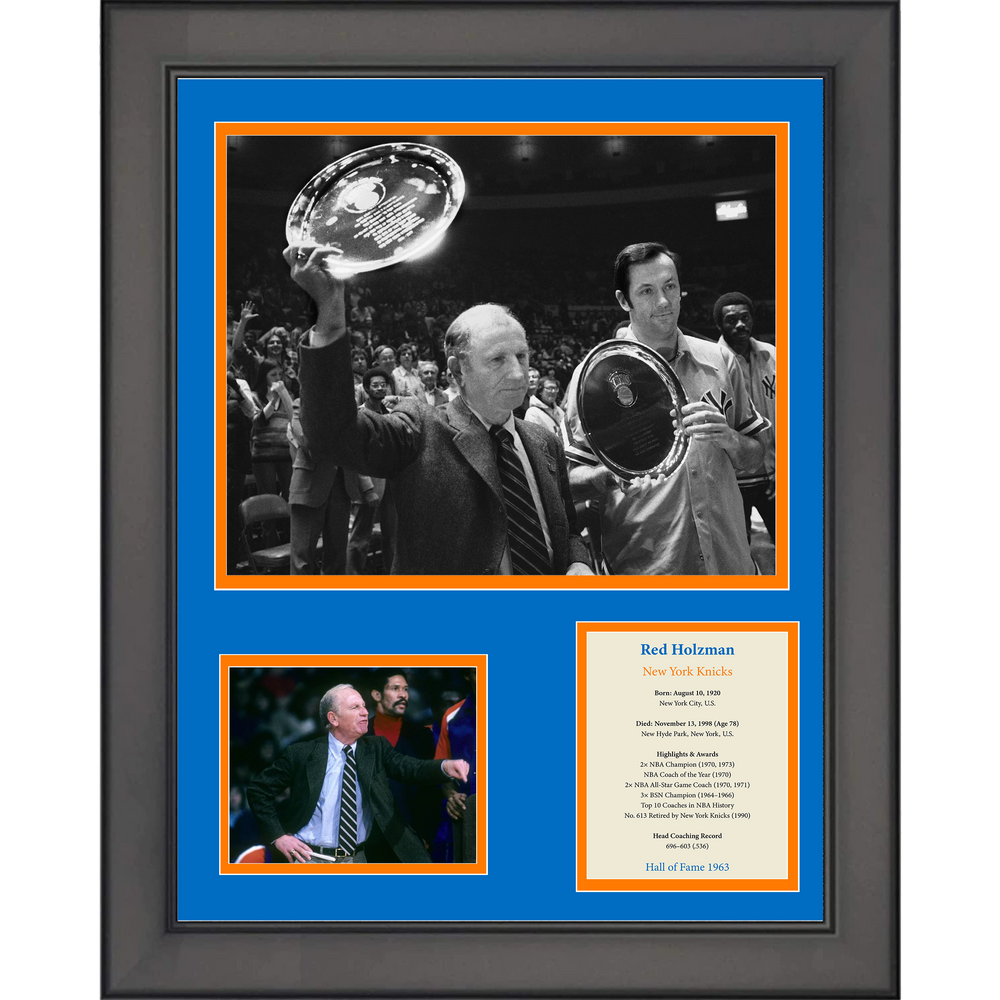 Framed Red Holzman Hall of Fame Basketball 11"x14"Three Photo Collage (ONLINE ORDER ONLY)