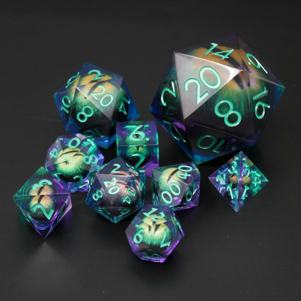 Remorhaz's Eye |  7 Piece Moving Eye DnD Dice Set | Acrylic RPG Gaming Dice (ONLINE ORDER ONLY)