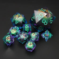 Remorhaz's Eye |  7 Piece Moving Eye DnD Dice Set | Acrylic RPG Gaming Dice (ONLINE ORDER ONLY)