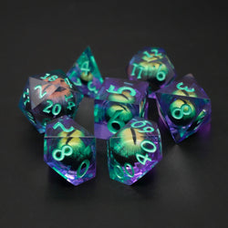 Remorhaz's Eye |  7 Piece Moving Eye DnD Dice Set | Acrylic RPG Gaming Dice (ONLINE ORDER ONLY)
