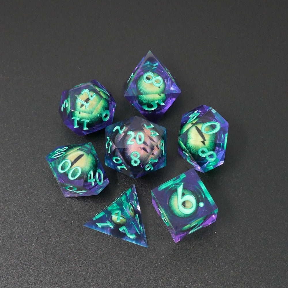 Remorhaz's Eye |  7 Piece Moving Eye DnD Dice Set | Acrylic RPG Gaming Dice (ONLINE ORDER ONLY)