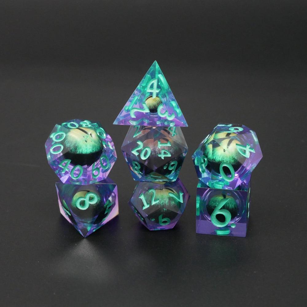 Remorhaz's Eye |  7 Piece Moving Eye DnD Dice Set | Acrylic RPG Gaming Dice (ONLINE ORDER ONLY)