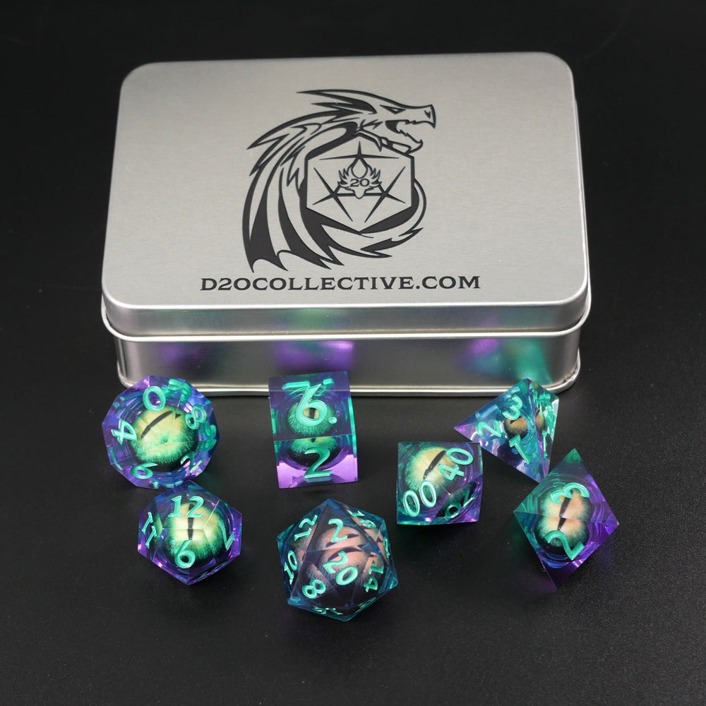Remorhaz's Eye |  7 Piece Moving Eye DnD Dice Set | Acrylic RPG Gaming Dice (ONLINE ORDER ONLY)