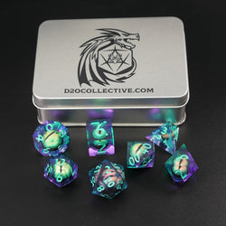 Remorhaz's Eye |  7 Piece Moving Eye DnD Dice Set | Acrylic RPG Gaming Dice (ONLINE ORDER ONLY)